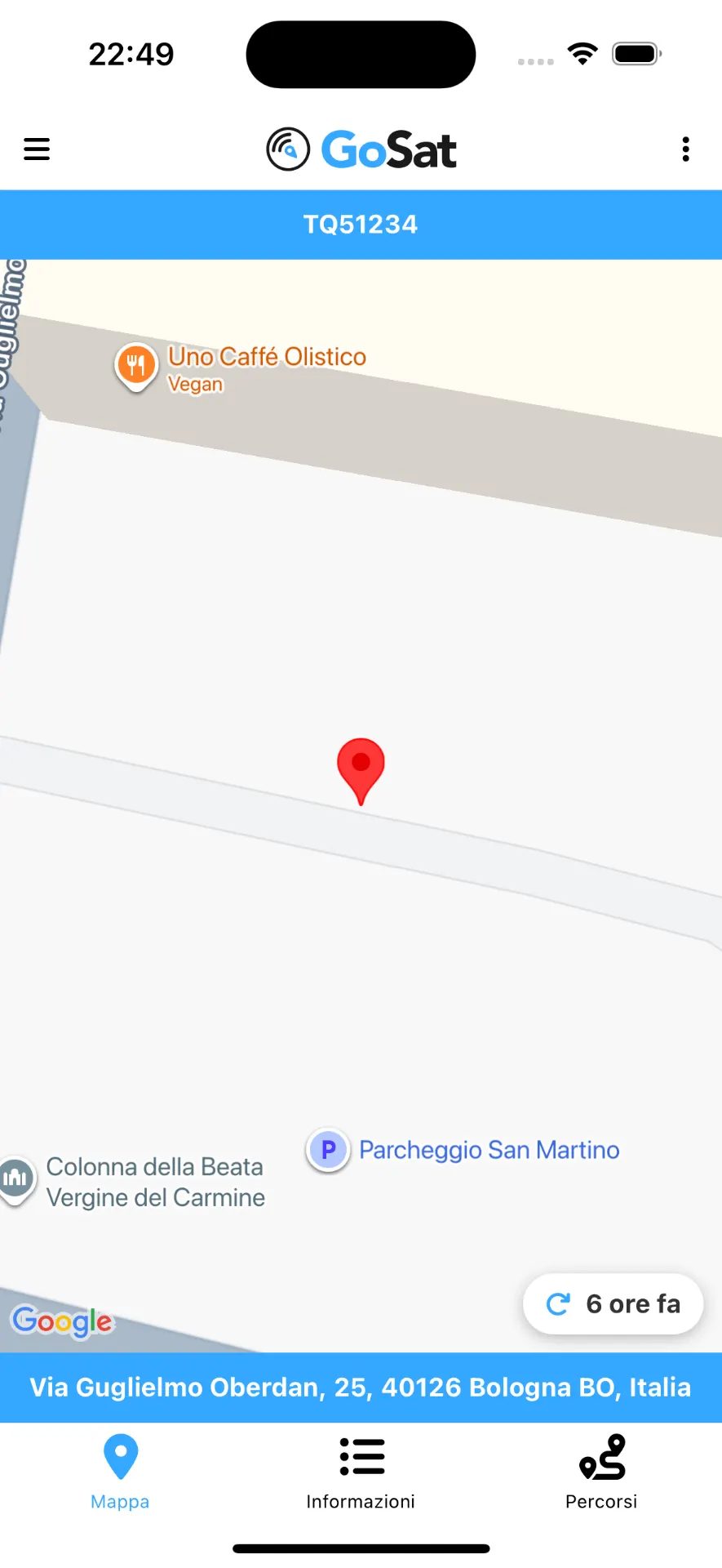 App GoSat — Localizzazione in tempo reale