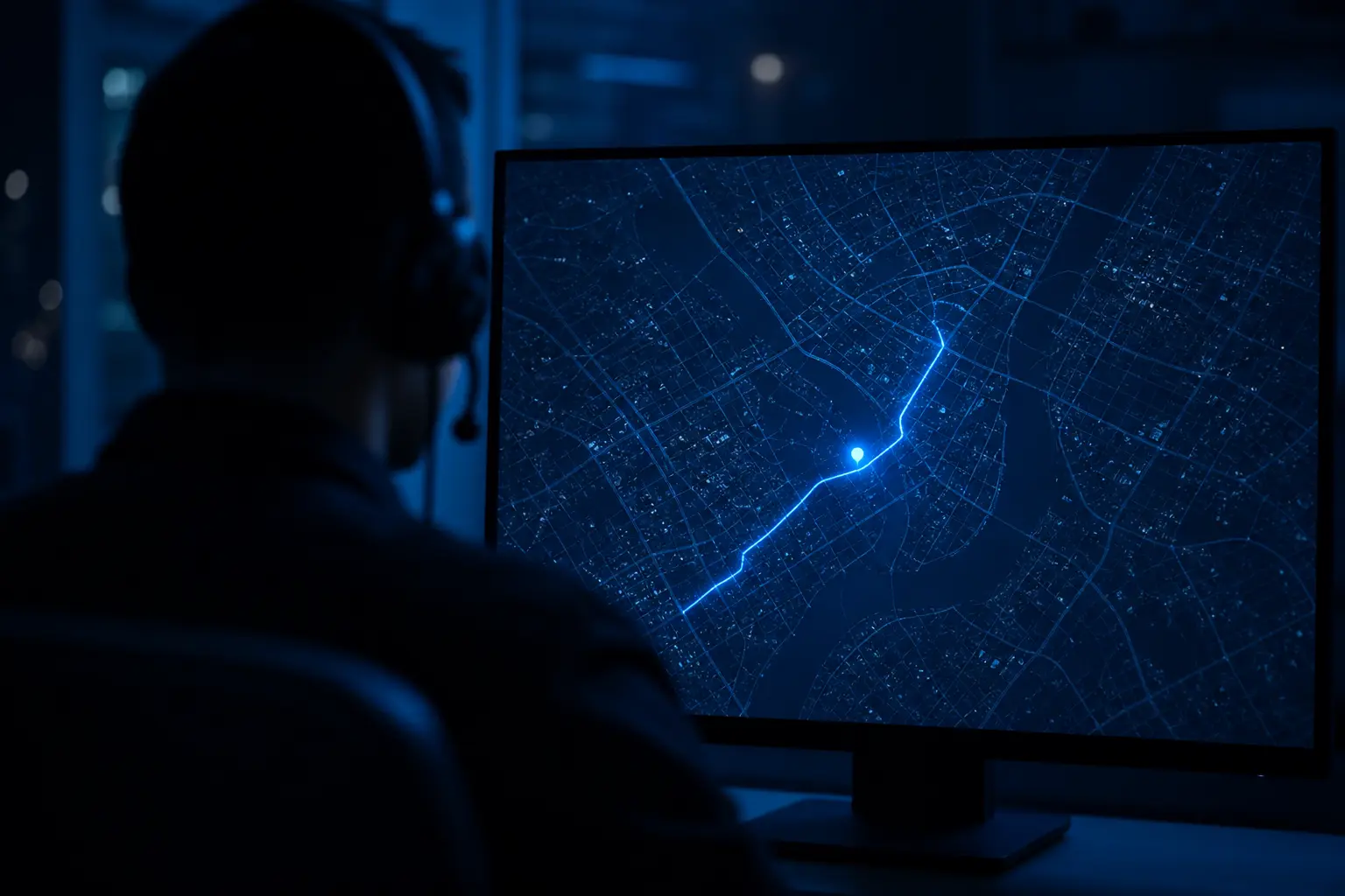Un operatore della centrale segue su mappa il veicolo in tempo reale